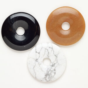 Multi-gemstone / glass 1pkg3, donut focal mix 49-50mm