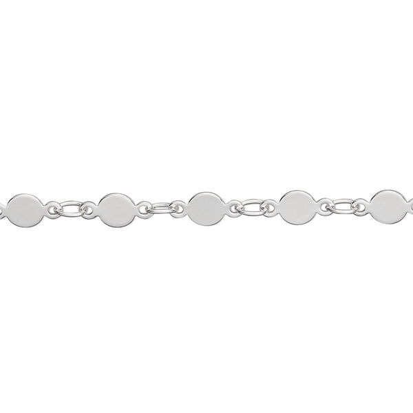 Chain, silver-plated brass, 4mm mirror. Sold per pkg of 5 feet. image number 0