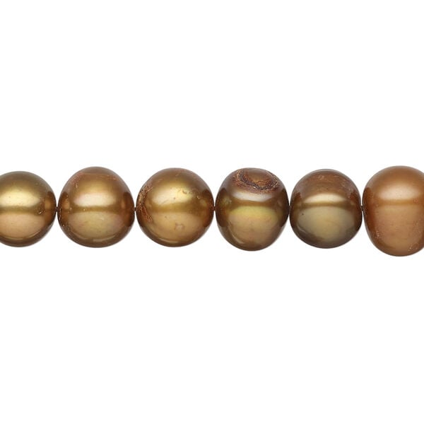 Freshwater pearl 1pkg1, semi-round, 14 inch light iris gold 7-9mm cultured image number 0