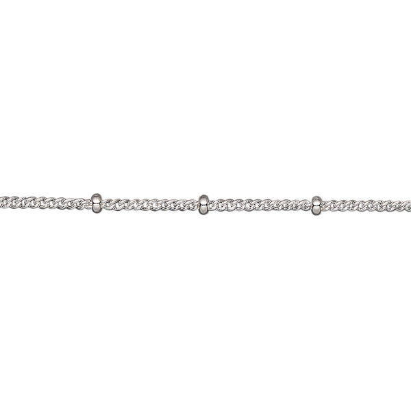 Chain, silver-plated brass, 1.3mm curb and 2x1mm rondelle. Sold per pkg of 5 feet. image number 0