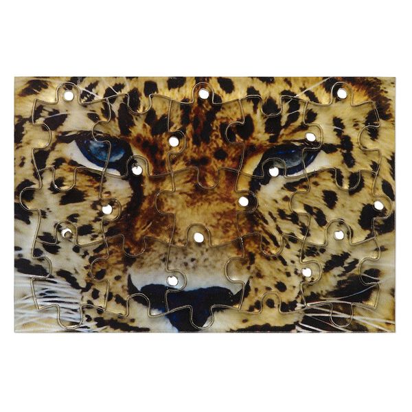 Drop, acrylic, multicolored, 3x2 inch puzzle with cheetah image and 20x15mm individual pieces. Sold per 15-piece set. image number 0