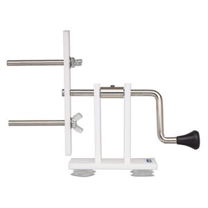 Tassel maker, Beadalon®, plastic and steel, white / blue / clear, 6-1/2 x 5 x 1-3/4 inches, adjustable from 1/2 to 3-1/2 inches. Sold individually.