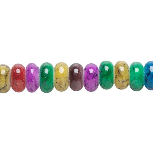 Bead, glass, jewel tones, 8x4mm rondelle. Sold per 36-inch strand. image number 0