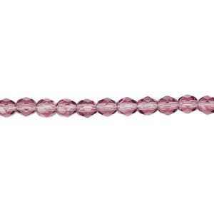 Bead, Czech fire-polished glass, amethyst purple, 4mm faceted round. Sold per pkg of 1,200 (1 mass).