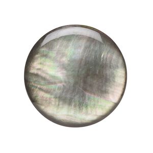 Cabochon, black lip shell (coated), 30mm calibrated round, Mohs hardness 3-1/2. Sold individually.