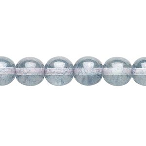 Bead, Czech glass druk, translucent blue luster, 10mm round. Sold per 15-1/2" to 16" strand.