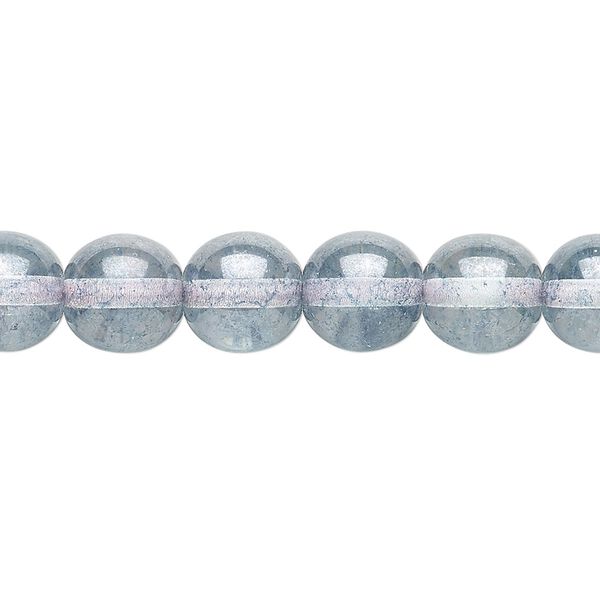 Bead, Czech glass druk, translucent blue luster, 10mm round. Sold per 15-1/2" to 16" strand. image number 0