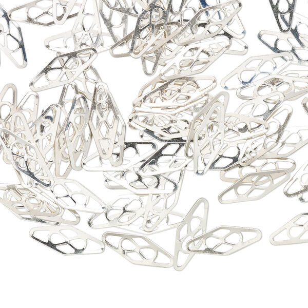 Plaque, sterling silver, 11x4x0.25mm. Sold per pkg of 10. image number 0