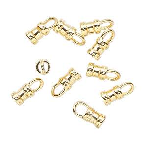 Crimp end 1pkg10 gold-plated, 6x4.5mm tube / loop / 3mm inside diameter, brass