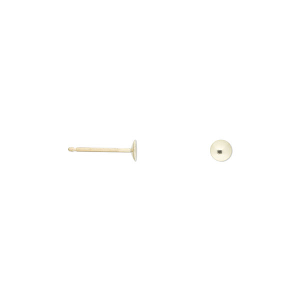 Earstud, 14Kt gold, 3mm cup, fits 4mm bead. Sold per pair. image number 0