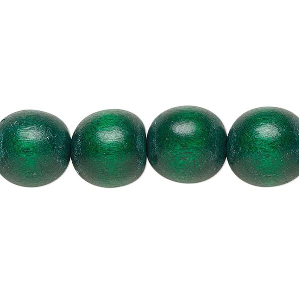 Bead 1pkg1, Taiwanese cheesewood (dyed / waxed), dark green, 11-12 round, 15-1/2 to 16 inches. image number 0