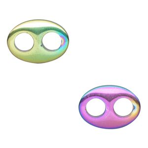 Hemalyke™ 1pkg2, electroplated oval link 18.5x13mm