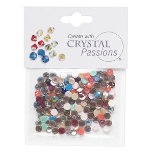 Flat back mix 1pkg144 mixed colors, Crystal Passions&reg; rhinestone 3.8-4.0mm hotfix round SS16
