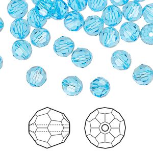 Bead 360pk aquamarine, Swarovski® 6mm round 5000