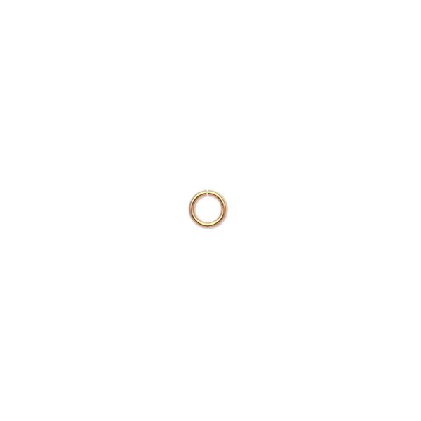 Jump ring, 14Kt gold, 4mm round, 2.6mm inside diameter, 22 gauge. Sold per pkg of 4. image number 0
