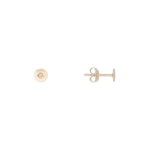 Earstud 1pkg2 14Kt gold, 4mm flat pad / 5-6mm round setting / earnuts,1 pair