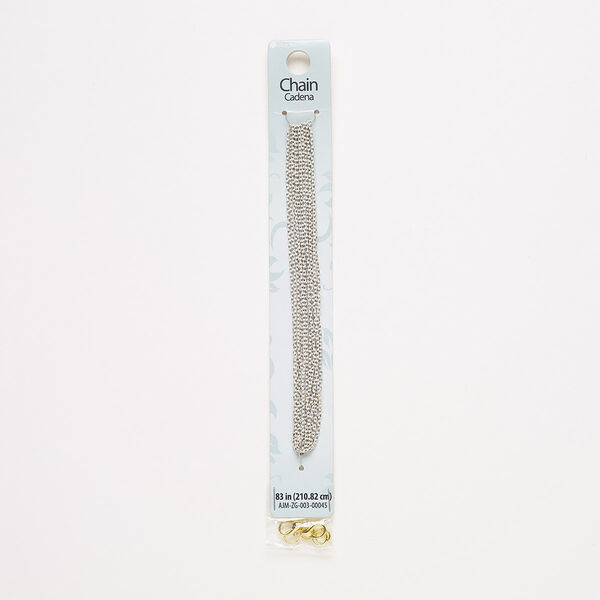 Chain, gold-finished "pewter" (zinc-based alloy) and enamel, white, 1mm cable, 83 inches with (2) 9x6mm lobster claw clasps and (4) 6mm jump rings. Sold individually. image number 0