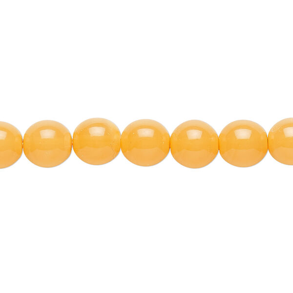Bead, Czech dipped décor glass druk, tangerine, 8mm round. Sold per 15-1/2" to 16" strand. image number 0