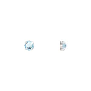 Bead 1440pk rose montees aquamarine silver plate, Preciosa Czech crystal 3.8-4mm round SS16