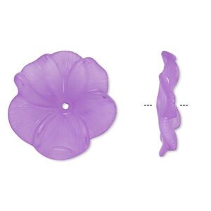 Component, acrylic, frosted violet, 31x6mm flower. Sold per pkg of 6.