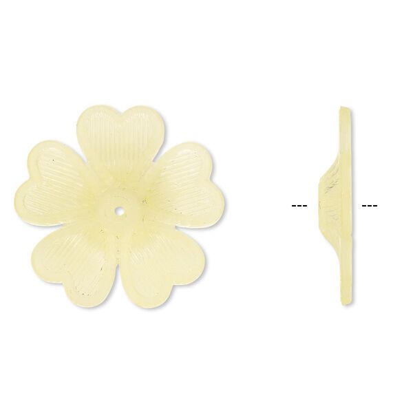 Component, acrylic, frosted yellow, 42x7mm flower. Sold per pkg of 25. image number 0