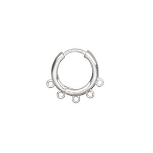 Earring hoop 1pkg2 sterling silver, 14mm hinged / 5 closed loop / round tube, 1 pair