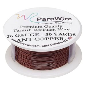 Wire, ParaWire™, antiqued copper, round, 26 gauge. Sold per 30-yard spool.
