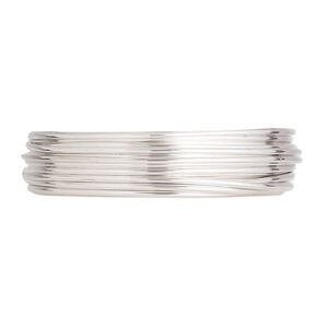 Wire, Argentium® silver, dead-soft, round, 20 gauge. Sold per pkg of 5 feet.
