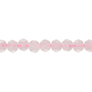 Rose quartz 1pkg1, rose-cut round bead natural, 8 inch 6mm light
