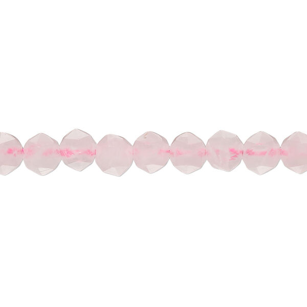 Rose quartz 1pkg1, rose-cut round bead natural, 8 inch 6mm light image number 0