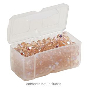 Organizer, Dot Box™, plastic, clear, 2-1/2 x 1-1/4 x 1-1/4 inch rectangle with pop-up lid. Sold per pkg of 2.