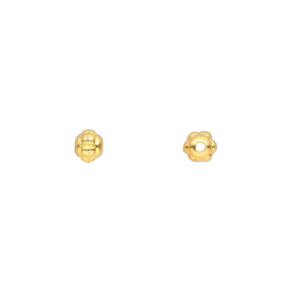 Bead, gold-finished "pewter" (zinc-based alloy), 5x4mm beaded rondelle. Sold per pkg of 100. image number 0