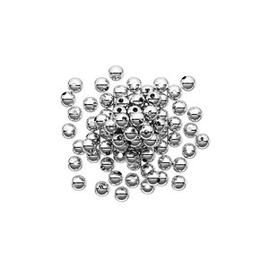 Bead, silver-plated brass, 2.5mm round. Sold per pkg of 100.