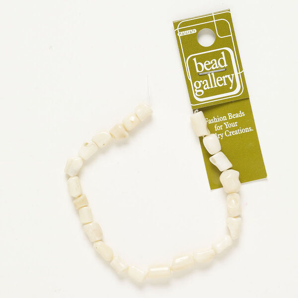 Bead bamboo coral 1pk 8x4mm-13x7mm stick, white bleached 8 inch image number 0