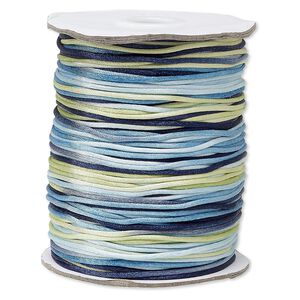 Cord, Satinique™, satin, ocean, 1.5mm small. Sold per 400-foot spool.