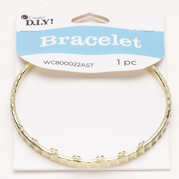 Bracelet bangle 1pkg1 steel 4mm woven design 7 closed loops 8 inches, gold finish image number 0