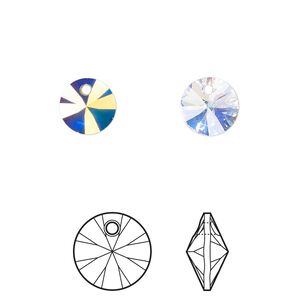 Drop 12pk crystal AB, Crystal Passions® 8mm pendant mini disk 6428