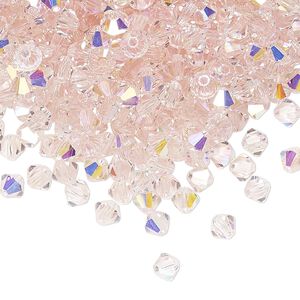 Bead 720pk light rose AB, Preciosa Czech crystal 4mm bicone