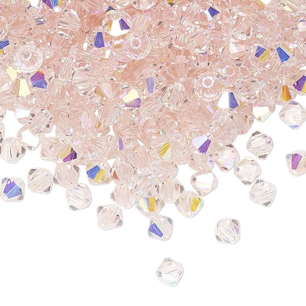 Bead 720pk light rose AB, Preciosa Czech crystal 4mm bicone image number 0