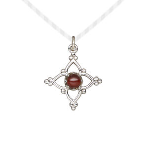Garnet / sterling silver 1pkg1, antiqued open beaded diamond drop natural 17x17mm