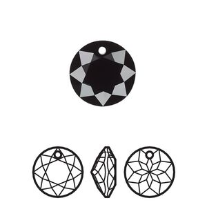 Drop 1pk jet, Crystal Passions® 14mm pendant classic cut 6430