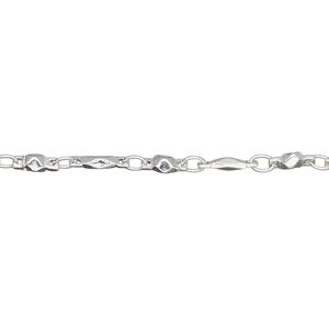 Chain 1pkg1 silver-plated bar & link, 3mm, brass 5 foot unfinished