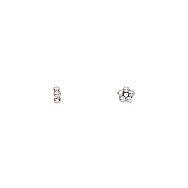 Bead, antiqued sterling silver, 4x1mm beaded rondelle. Sold per pkg of 12. image number 0