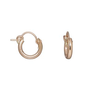 Earring, 14Kt rose gold-filled, 12mm hoop with latch back closure. Sold per pair.