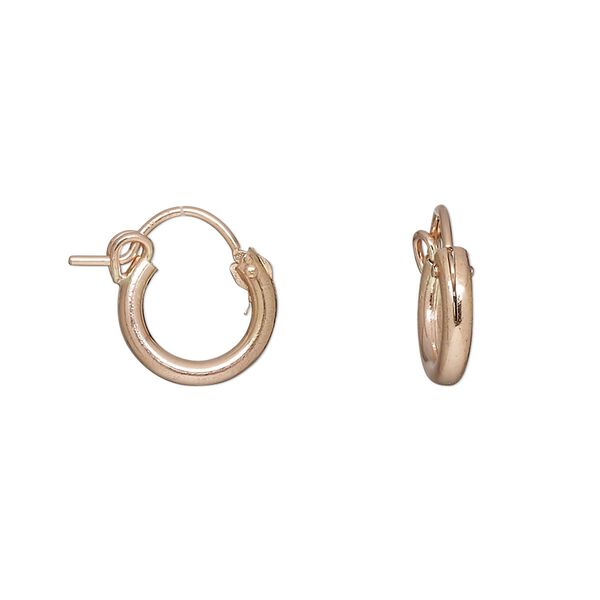 Earring, 14Kt rose gold-filled, 12mm hoop with latch back closure. Sold per pair. image number 0