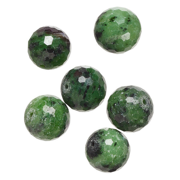 Ruby in zoisite 1pkg6, faceted round bead natural 14mm image number 0