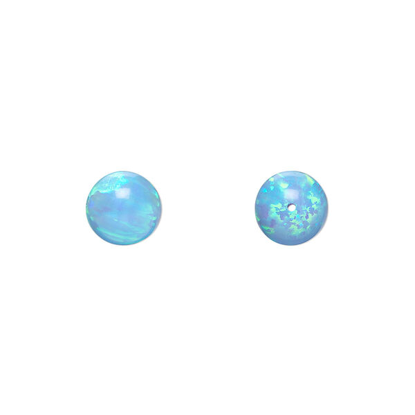 Bead, "opal" (silica and epoxy) (man-made), light blue, 8mm round. Sold individually. image number 0