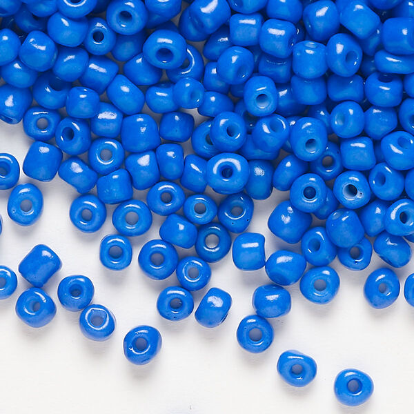 Seed bead, glass, pkg/50g, #6 round, opaque cobalt blue. image number 0