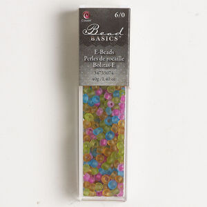 Seed bead mix glass 1pkg1, #6 round 40g, translucent frosted mixed colors