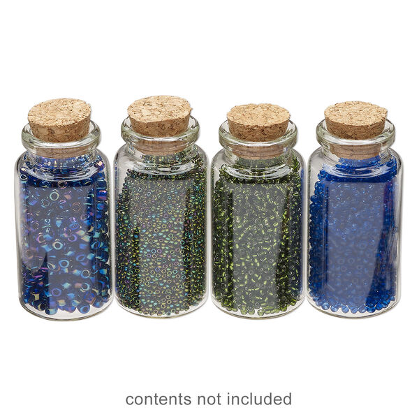 Component, glass and cork, clear, 59.5x30mm bottle with stopper. Sold per pkg of 24. image number 0